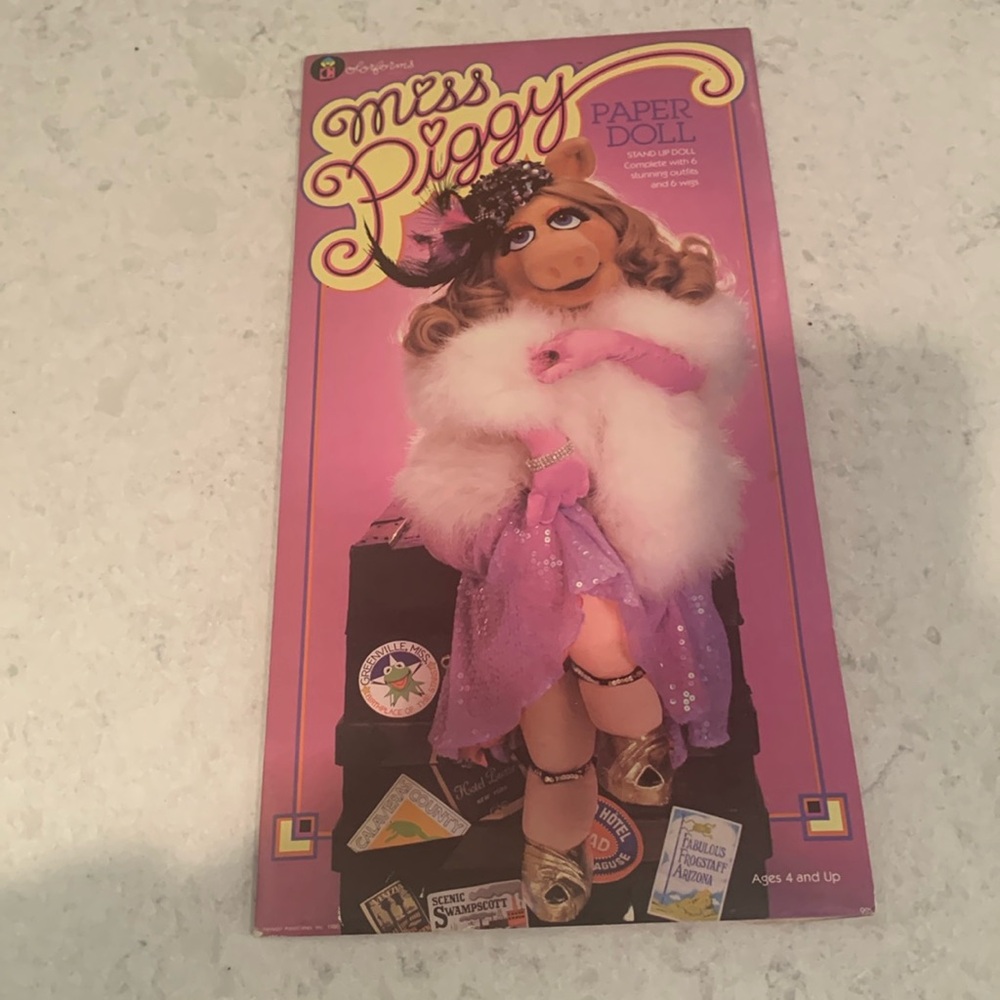 Vintage 1980 Colorforms Miss Piggy Paper Doll, Standup, all in Original Form